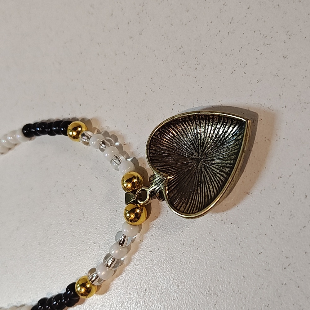 Handmade Beaded Necklace w/ Gilded Age Pendant - Picture 8 of 8